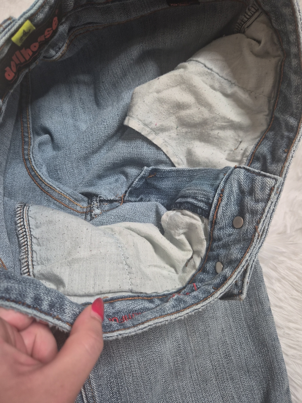 Vintage Y2K Dollhouse Jeans Cropped Capri Wave Wash Size 7 Cuffed Spring Summer - Picture 6 of 12